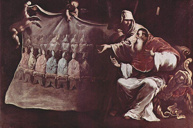 Sebastiano Ricci Gemaldezyklus zum Leben Papst Paul III., Szene: Papst Paul III. beseelt vom Glauben an das okumenische Konzil. oil painting image